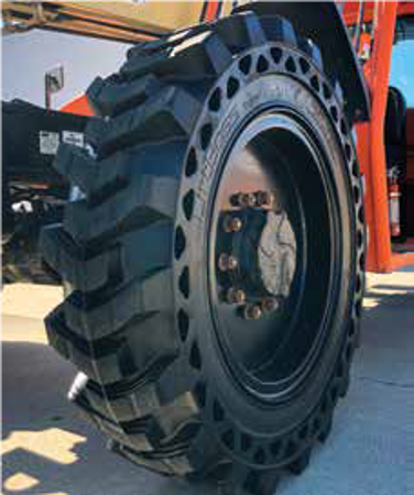 14.00-28 Solid Rubber Telehandler Tires with 10 bolt Rims - Severe Duty